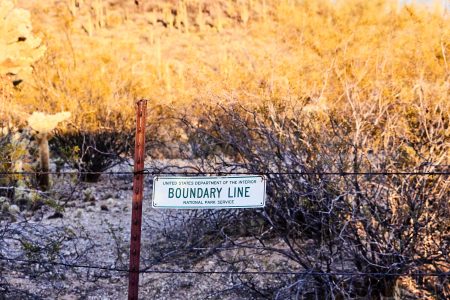 A sign reading boundary line
